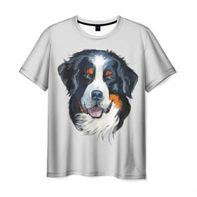 Мужская футболка 3D с принтом Бернский зенненхунд , 100% полиэфир | прямой крой, круглый вырез горловины, длина до линии бедер | Тематика изображения на принте: animal | bernese mountain dog | black | breed | dog | muzzle | red | white | белый | бернский зенненхунд | животное | пёс | порода | рыжий | собака | черный