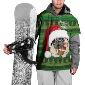 Накидка на куртку 3D с принтом Holly Jolly , 100% полиэстер |  | animal | breed | christmas | cozy | dog | family | green | holiday | home | new year | pug | red | tree | white | winter | белый | домашний | ёлки | животное | зеленый | зима | красный | мопс | новый год | порода | праздник | рождество | семейный | собака