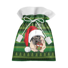 Подарочный 3D мешок с принтом Holly Jolly , 100% полиэстер | Размер: 29*39 см | Тематика изображения на принте: animal | breed | christmas | cozy | dog | family | green | holiday | home | new year | pug | red | tree | white | winter | белый | домашний | ёлки | животное | зеленый | зима | красный | мопс | новый год | порода | праздник | рождество | семейный | собака