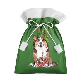Подарочный 3D мешок с принтом Love is sweet , 100% полиэстер | Размер: 29*39 см | animal | breed | brown | corgi | cute | dog | funny | green | hat | heart | slogan | text | white | белый | животное | забавный | зеленый | корги | коричневый | милый | пёс | порода | сердце | слоган | собака | текст | шапка