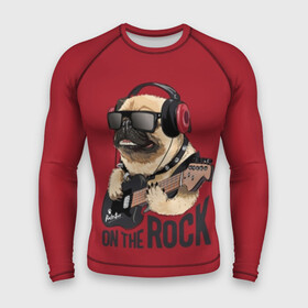 Мужской рашгард 3D с принтом On the rock ,  |  | animal | black | breed | cool | dog | guitar | headphones | motto | music | pug | red | rock | rock star | slogan | text | гитара | девиз | животное | красный | крутой | мопс | музыка | наушники | очки | порода | рок | рок звезда | слоган | соба