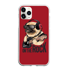 Чехол для iPhone 11 Pro матовый с принтом On the rock , Силикон |  | animal | black | breed | cool | dog | guitar | headphones | motto | music | pug | red | rock | rock star | slogan | text | гитара | девиз | животное | красный | крутой | мопс | музыка | наушники | очки | порода | рок | рок звезда | слоган | соба