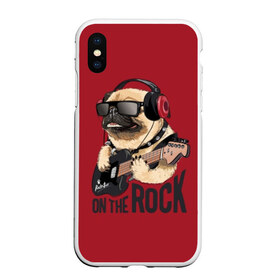 Чехол для iPhone XS Max матовый с принтом On the rock , Силикон | Область печати: задняя сторона чехла, без боковых панелей | Тематика изображения на принте: animal | black | breed | cool | dog | guitar | headphones | motto | music | pug | red | rock | rock star | slogan | text | гитара | девиз | животное | красный | крутой | мопс | музыка | наушники | очки | порода | рок | рок звезда | слоган | соба