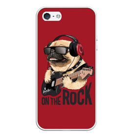Чехол для iPhone 5/5S матовый с принтом On the rock , Силикон | Область печати: задняя сторона чехла, без боковых панелей | animal | black | breed | cool | dog | guitar | headphones | motto | music | pug | red | rock | rock star | slogan | text | гитара | девиз | животное | красный | крутой | мопс | музыка | наушники | очки | порода | рок | рок звезда | слоган | соба