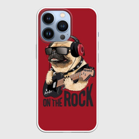 Чехол для iPhone 13 Pro с принтом On the rock ,  |  | animal | black | breed | cool | dog | guitar | headphones | motto | music | pug | red | rock | rock star | slogan | text | гитара | девиз | животное | красный | крутой | мопс | музыка | наушники | очки | порода | рок | рок звезда | слоган | соба