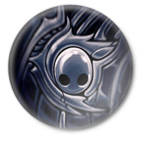 Значок с принтом Hollow Knight. ,  металл | круглая форма, металлическая застежка в виде булавки | 3d | hollow knight | игра | полый рыцарь | холлоу найт