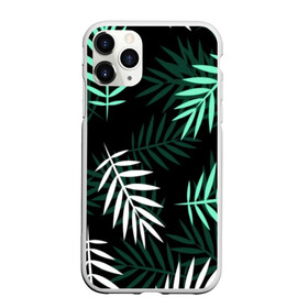 Чехол для iPhone 11 Pro Max матовый с принтом Листья пальмы , Силикон |  | 3d | green | leaves | magic | pattern | tekstura | white | белые | зеленые | листья | текстура | узор