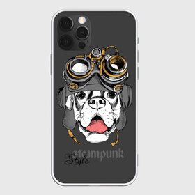 Чехол для iPhone 12 Pro Max с принтом Steampunk Style , Силикон |  | animal | boxer | breed | dog | gray | headset | muzzle | steampunk | style | tank | white | yellow | белый | боксёр | желтый | животное | очки | порода | серый | собака | стиль | стимпанк | танковый | шлемофон