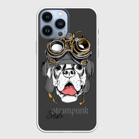 Чехол для iPhone 13 Pro Max с принтом Steampunk Style ,  |  | animal | boxer | breed | dog | gray | headset | muzzle | steampunk | style | tank | white | yellow | белый | боксёр | желтый | животное | очки | порода | серый | собака | стиль | стимпанк | танковый | шлемофон