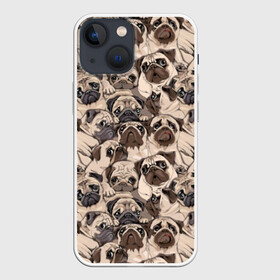 Чехол для iPhone 13 mini с принтом Мопсы ,  |  | animal | attractive face | breed | cute | dog | eyes | funny | look | pug | puppy | взгляд | глаза | животное | забавный | милый | мопс | порода | собака | щенок