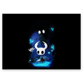 Поздравительная открытка с принтом Hollow Knight , 100% бумага | плотность бумаги 280 г/м2, матовая, на обратной стороне линовка и место для марки
 | Тематика изображения на принте: hollow knight | детская | для детей | игра | компьютерная игра | королевство | рыцарь | темный рыцарь | холлов кнайт | экшен