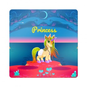 Магнит виниловый Квадрат с принтом Единорог принцессы , полимерный материал с магнитным слоем | размер 9*9 см, закругленные углы | pony | грива | девочка | единорог | конь | копыта | красивая | лошадка | лошадь | милая | пони | природа закат | радуга