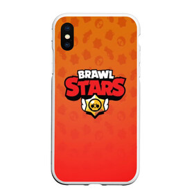 Чехол для iPhone XS Max матовый с принтом Brawl Stars , Силикон | Область печати: задняя сторона чехла, без боковых панелей | 3d | brawl stars | moba | pattern | red | абстракция | бравл старс | геометрия | жанр | игра | красный | лого | логотип | надпись | паттерн | текстура