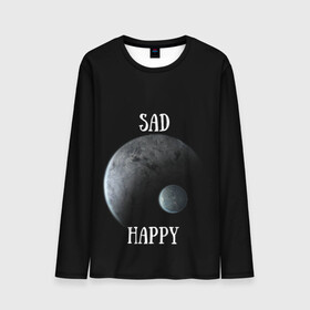 Мужской лонгслив 3D с принтом Sad Happy , 100% полиэстер | длинные рукава, круглый вырез горловины, полуприлегающий силуэт | Тематика изображения на принте: jesus | rap | грустный | джизус | джизус возрождение | джизус рэпер | джизус ты ювелир | мерч | музыка | реп | рэп | счастливый