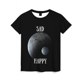 Женская футболка 3D с принтом Sad Happy , 100% полиэфир ( синтетическое хлопкоподобное полотно) | прямой крой, круглый вырез горловины, длина до линии бедер | jesus | rap | грустный | джизус | джизус возрождение | джизус рэпер | джизус ты ювелир | мерч | музыка | реп | рэп | счастливый