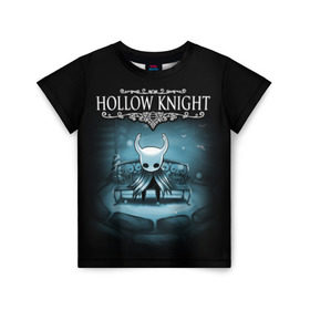 Детская футболка 3D с принтом Hollow Knight , 100% гипоаллергенный полиэфир | прямой крой, круглый вырез горловины, длина до линии бедер, чуть спущенное плечо, ткань немного тянется | hallownest | hollow knight | the knight | игры | компьютерная игра | реймер | рыцарь