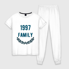 Женская пижама хлопок с принтом Family , 100% хлопок | брюки и футболка прямого кроя, без карманов, на брюках мягкая резинка на поясе и по низу штанин | 1997 | 1997 family | family | jesus | rap | грустный | джизус | джизус возрождение | джизус рэпер | джизус ты ювелир | мерч | музыка | реп | рэп | семья | счастливый