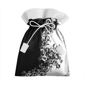 Подарочный 3D мешок с принтом Черно-белый узор. , 100% полиэстер | Размер: 29*39 см | 3d | bkack whate | листья | текстура | узор | черно белое