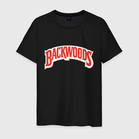 Мужская футболка хлопок с принтом backwoods , 100% хлопок | прямой крой, круглый вырез горловины, длина до линии бедер, слегка спущенное плечо. | backwoods | баквудс | бренд | буквы | название | слово