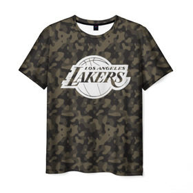 Мужская футболка 3D с принтом Los Angeles Lakers Camo , 100% полиэфир | прямой крой, круглый вырез горловины, длина до линии бедер | camo | lakers | los angeles lakers | nba | баскетбол | камуфляж | лос анджелес лейкерс | нба | спорт | хаки