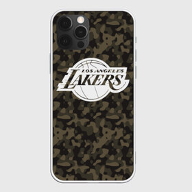 Чехол для iPhone 12 Pro Max с принтом Los Angeles Lakers Camo , Силикон |  | camo | lakers | los angeles lakers | nba | баскетбол | камуфляж | лос анджелес лейкерс | нба | спорт | хаки