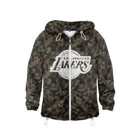 Детская ветровка 3D с принтом Los Angeles Lakers Camo , 100% полиэстер | подол и капюшон оформлены резинкой с фиксаторами, по бокам два кармана без застежек, один потайной карман на груди | Тематика изображения на принте: camo | lakers | los angeles lakers | nba | баскетбол | камуфляж | лос анджелес лейкерс | нба | спорт | хаки