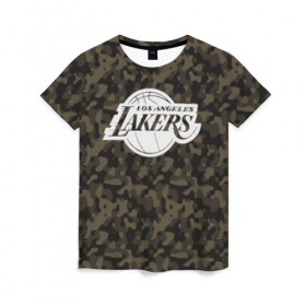 Женская футболка 3D с принтом Los Angeles Lakers Camo , 100% полиэфир ( синтетическое хлопкоподобное полотно) | прямой крой, круглый вырез горловины, длина до линии бедер | Тематика изображения на принте: camo | lakers | los angeles lakers | nba | баскетбол | камуфляж | лос анджелес лейкерс | нба | спорт | хаки