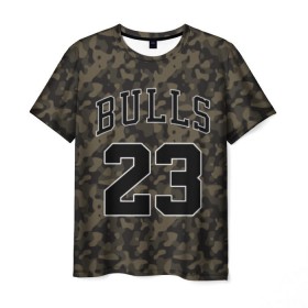 Мужская футболка 3D с принтом Chicago Bulls 23 Camo , 100% полиэфир | прямой крой, круглый вырез горловины, длина до линии бедер | Тематика изображения на принте: bulls | camo | chicago | chicago bulls | nba | баскетбол | буллз | камуфляж | нба | спорт | хаки | чикаго | чикаго буллз