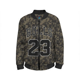 Детский бомбер 3D с принтом Chicago Bulls 23 Camo , 100% полиэстер | застегивается на молнию, по бокам два кармана без застежек, мягкие манжеты, по низу бомбера и на воротнике — эластичная резинка | bulls | camo | chicago | chicago bulls | nba | баскетбол | буллз | камуфляж | нба | спорт | хаки | чикаго | чикаго буллз