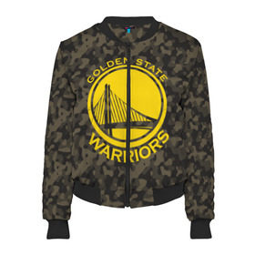 Женский бомбер 3D с принтом Golden State Warriors camo , 100% полиэстер | застегивается на молнию, по бокам два кармана без застежек, мягкие манжеты, по низу бомбера и на воротнике — эластичная резинка | Тематика изображения на принте: golden state | golden state warriors | nba | warriors | баскетбол | голден стэйт | голден стэйт уорриорз | камуфляж | нба | спорт | уорриорз camo | хаки