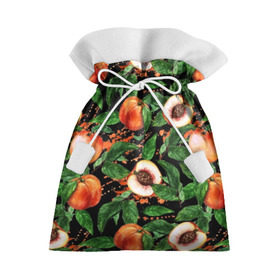 Подарочный 3D мешок с принтом Персики , 100% полиэстер | Размер: 29*39 см | аромат | зелень | лето | листья | персик | плоды | сад | сочный | спелый | фрукты | цветы