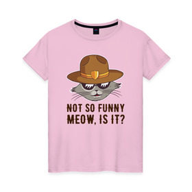 Женская футболка хлопок с принтом Котик Шериф , 100% хлопок | прямой крой, круглый вырез горловины, длина до линии бедер, слегка спущенное плечо | кот | котики | коты | надписи | надпись | шериф