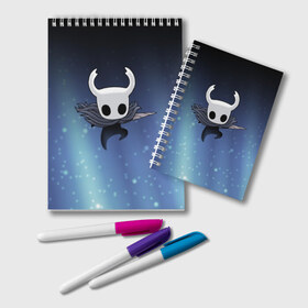 Блокнот с принтом Рыцарь - HOLLOW KNIGHT , 100% бумага | 48 листов, плотность листов — 60 г/м2, плотность картонной обложки — 250 г/м2. Листы скреплены удобной пружинной спиралью. Цвет линий — светло-серый
 | Тематика изображения на принте: game | games | ghosts | godmaster | hollow | hornet | knight | metroidvania | silksong | zote | гримм | зот | игра | игры | квиррел | найт | песня | полый | призраки | пустой | рыцарь | силксонг | холлоу | хорнет | шелк