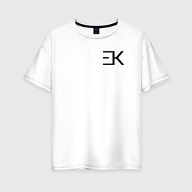 Женская футболка хлопок Oversize с принтом ЕГОР КРИД (НА СПИНЕ) , 100% хлопок | свободный крой, круглый ворот, спущенный рукав, длина до линии бедер
 | ek | ek team | music | rap | team | егор крид | крид | музыка | реп