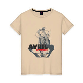 Женская футболка хлопок с принтом Avril Lavigne , 100% хлопок | прямой крой, круглый вырез горловины, длина до линии бедер, слегка спущенное плечо | автор. песен | дизайнер. актриса. | канадская. певица