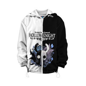 Детская куртка 3D с принтом Hollow Knight (Black & White) , 100% полиэстер | застежка — молния, подол и капюшон оформлены резинкой с фиксаторами, по бокам — два кармана без застежек, один потайной карман на груди, плотность верхнего слоя — 90 г/м2; плотность флисового подклада — 260 г/м2 | game | hollow knight | hollow knight godmaster | hollow knight map | hollow knight ps4 | silksong | белый | зот могучий | игра | карта | королевство | метроидвания | полый король | приключения букашек | халлоунест | холлоу кнайт | черный