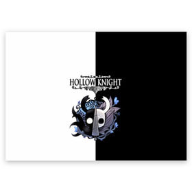 Поздравительная открытка с принтом Hollow Knight (Black & White) , 100% бумага | плотность бумаги 280 г/м2, матовая, на обратной стороне линовка и место для марки
 | game | hollow knight | hollow knight godmaster | hollow knight map | hollow knight ps4 | silksong | белый | зот могучий | игра | карта | королевство | метроидвания | полый король | приключения букашек | халлоунест | холлоу кнайт | черный