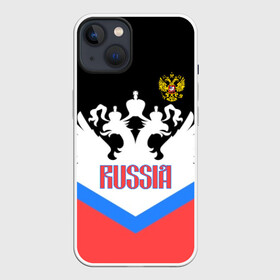Чехол для iPhone 13 с принтом HOCKEY RUSSIA ,  |  | hockey | russia | sport | герб | надписи | россия | сборная хоккея | символика | спорт | спортсмен | триколор | форма | хоккей | чемпионат | я русский