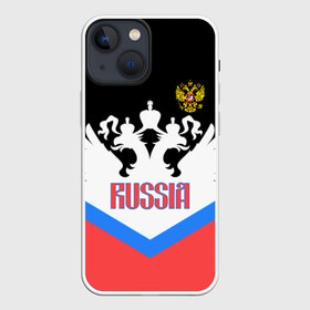 Чехол для iPhone 13 mini с принтом HOCKEY RUSSIA ,  |  | Тематика изображения на принте: hockey | russia | sport | герб | надписи | россия | сборная хоккея | символика | спорт | спортсмен | триколор | форма | хоккей | чемпионат | я русский