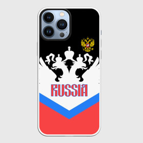 Чехол для iPhone 13 Pro Max с принтом HOCKEY RUSSIA ,  |  | Тематика изображения на принте: hockey | russia | sport | герб | надписи | россия | сборная хоккея | символика | спорт | спортсмен | триколор | форма | хоккей | чемпионат | я русский