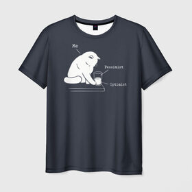 Мужская футболка 3D с принтом Кот хулиган , 100% полиэфир | прямой крой, круглый вырез горловины, длина до линии бедер | волосатый | вредный | киса | кот | котей | кошка | мем | оптимист | пессимист | полосатый | разбил | хулиган | шерстяной