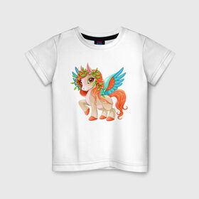 Детская футболка хлопок с принтом Принцесса единорог , 100% хлопок | круглый вырез горловины, полуприлегающий силуэт, длина до линии бедер | pony | грива | девочка | единорог | конь | копыта | красивая | лошадка | лошадь | милая | пони | природа закат | радуга