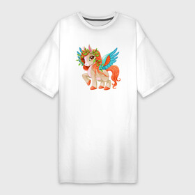 Платье-футболка хлопок с принтом Принцесса единорог ,  |  | pony | грива | девочка | единорог | конь | копыта | красивая | лошадка | лошадь | милая | пони | природа закат | радуга
