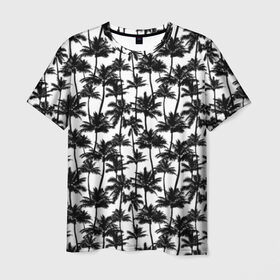 Мужская футболка 3D с принтом Пальмы ночью , 100% полиэфир | прямой крой, круглый вырез горловины, длина до линии бедер | Тематика изображения на принте: 