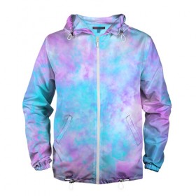 Мужская ветровка 3D с принтом Мрамор Tie Dye , 100% полиэстер | подол и капюшон оформлены резинкой с фиксаторами, два кармана без застежек по бокам, один потайной карман на груди | tie dye | летняя футболка | розовый | синий | тай дай | фиолетовый | яркая футболка