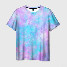 Мужская футболка 3D с принтом Мрамор Tie Dye , 100% полиэфир | прямой крой, круглый вырез горловины, длина до линии бедер | tie dye | летняя футболка | розовый | синий | тай дай | фиолетовый | яркая футболка