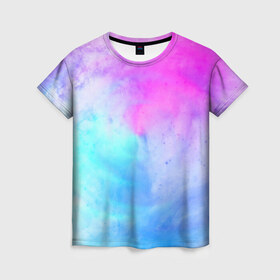 Женская футболка 3D с принтом Лето , 100% полиэфир ( синтетическое хлопкоподобное полотно) | прямой крой, круглый вырез горловины, длина до линии бедер | tie dye | tie dye футболка | летняя футболка | розовый | синий | тай дай | тай дай футболка | фиолетовый | яркая футболка