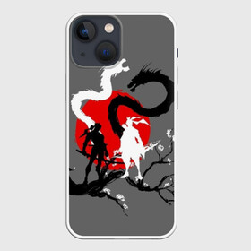 Чехол для iPhone 13 mini с принтом Битва драконов ,  |  | anime | meme | tokyo | аниме | герой | иероглиф | луна | манга | сакура | самурай | солнце | стиль | фентези | япония