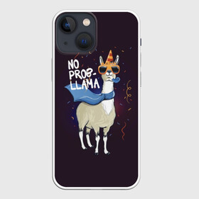 Чехол для iPhone 13 mini с принтом No prob llama ,  |  | Тематика изображения на принте: лама
lama
вечеринка
тусовка
party
нет проблем