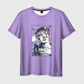 Мужская футболка 3D с принтом Kishibe Rohan in Purple , 100% полиэфир | прямой крой, круглый вырез горловины, длина до линии бедер | Тематика изображения на принте: diamond is unbreakable | heavens door | jjba | jojo | kishibe | rohan